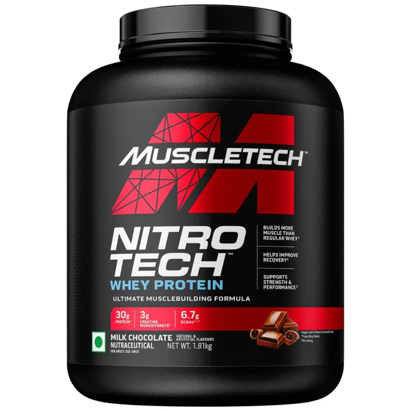 MuscleTech Nitrotech Whey Protein Powder, Ultimate Muscle Building Formula for Muscle Support & Recovery, 4lbs, 1.8kg