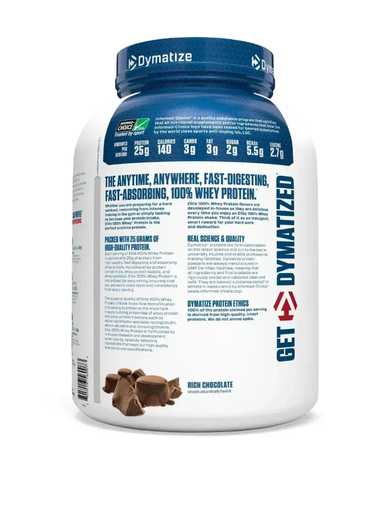 Dymatize Nutrition Elite 100% Whey Protein, Rich Chocolate, 5 lbs, 2.3 kg - Image 2