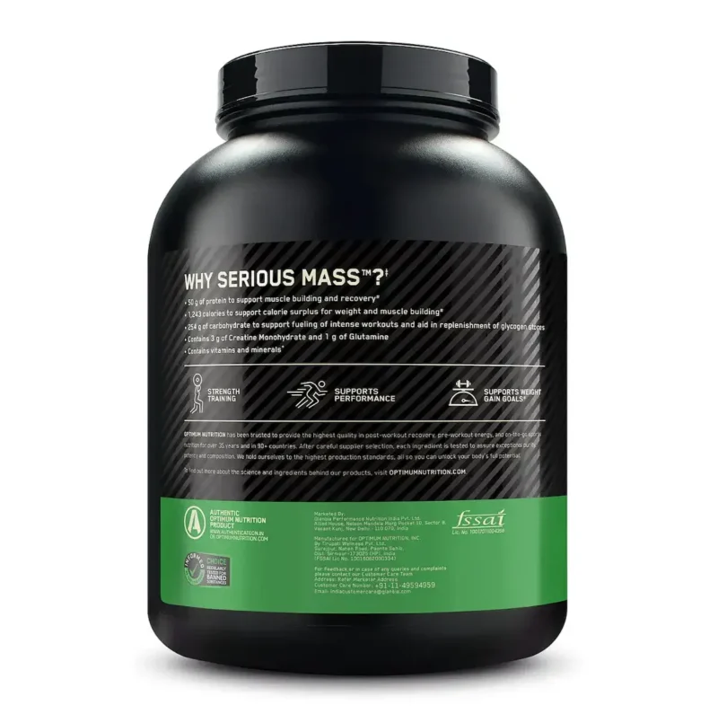 Optimum Nutrition (ON) Serious Mass High Protein Weight Gain Powder(Veg)- 3 kg (Chocolate) with 23+ Vitamins-Minerals, Glutamine & 3g Creatine - Image 8