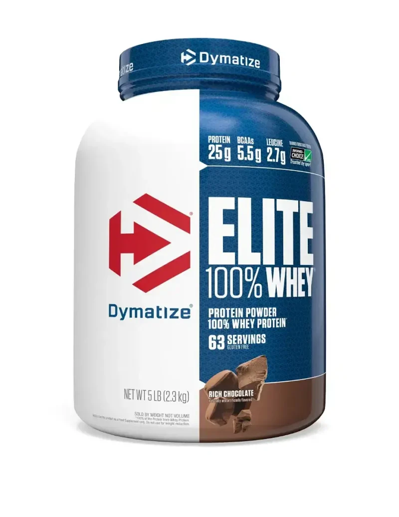 Dymatize Nutrition Elite 100% Whey Protein, Rich Chocolate, 5 lbs, 2.3 kg