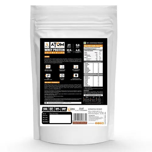 AS-IT-IS ATOM Whey Protein 2kg | Double rich chocolate | 56 Servings | 27g protein | 5.7g BCAA - Image 3
